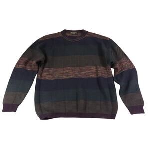 1990s Vintage Brandini Made in Italy Wool Textured Knit Sweater Men's Size XL